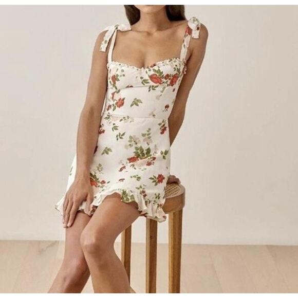 Reformation Floral Christine Dress XSmall Georgette Romantic Corset - Picture 1 of 12